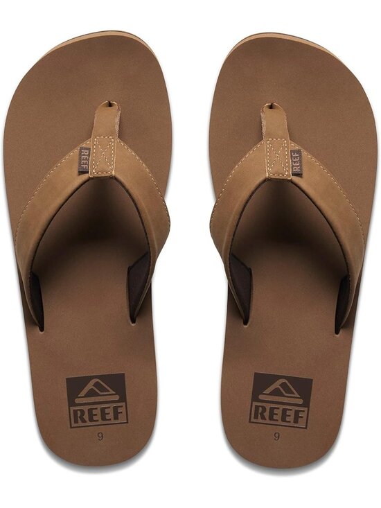 Men’s Dark Brown Twinpin Flip Flop Sandals Brown Vegan Leather Casual main image 4